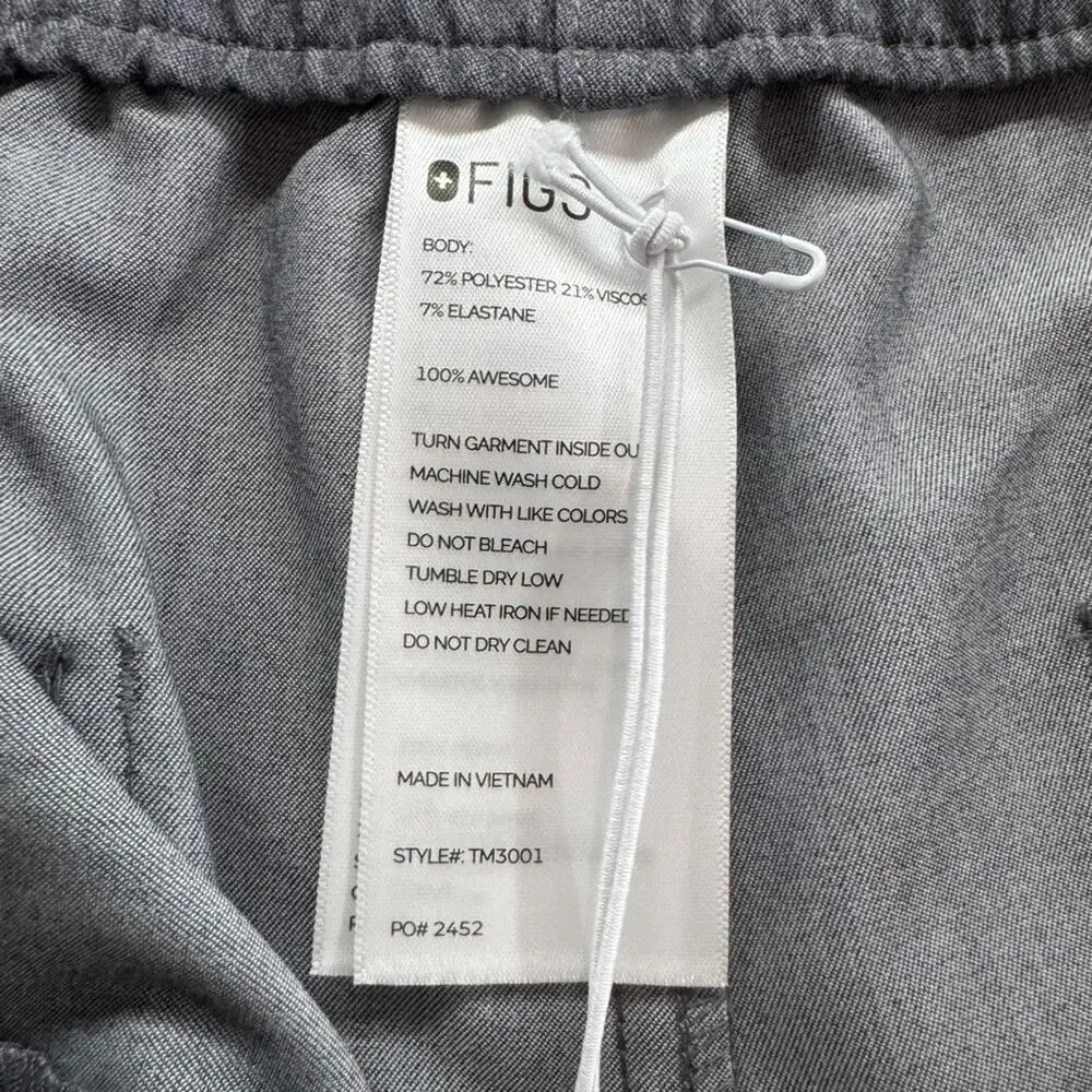 FIGS Pants Men L Gray Cairo Cargo Scrub Elastic Waist Technical Collection New